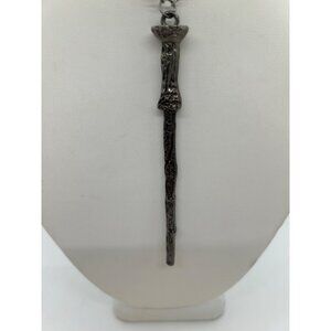 Magic Wand Necklace Fantasy Wizard Witch Warlock Magician Silver Chain